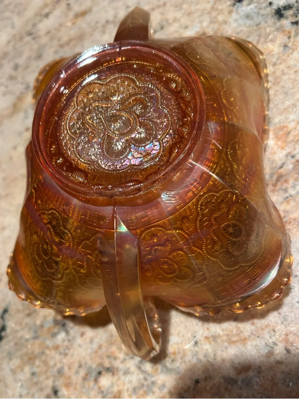 Fenton Persian Medallion Marigold  Carnival Glass Antique Bowl 5”x2.5”